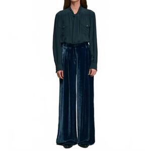 NEW DIEGA pavano velvet wide leg pant in bleu